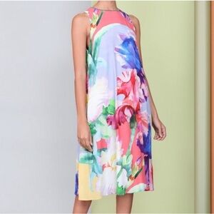 BL^NK LONDON X ANTHRO Ashleigh Trapeze Watercolor Floral Midi Dress Size XS